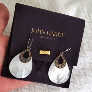 John Hardy Dot Drop Earrings White Mother of Pearl Sterling Silver